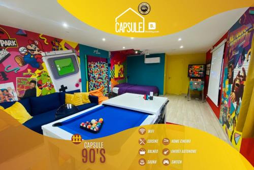 Cuesmes Apartment | Capsule 90's - Balnéo - Sauna - Flipper - Billard - Netflix - Nintendo Switch & Jeux -