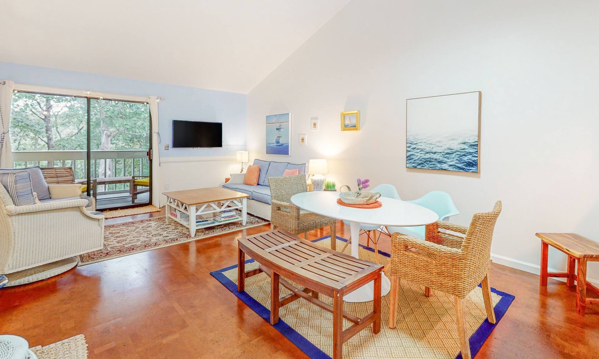 Brewster Apartment | Charming second-floor retreat with a full kitchen and balcony view