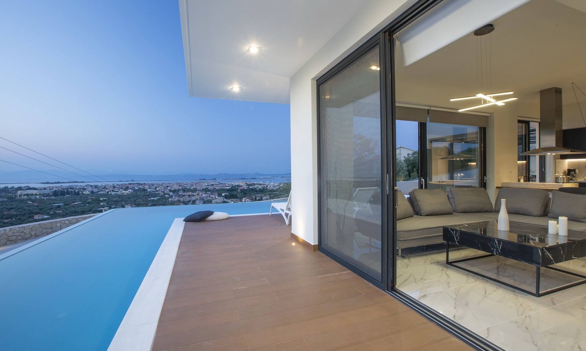 Lefkada Villa | Exceptional Views Topaz 2 Bedroom Villa With 70m2 Pool 5 Mins From City Centre