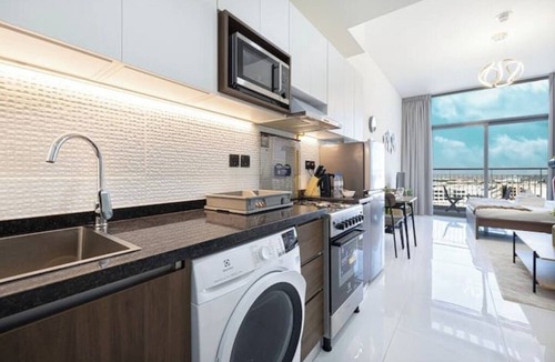 Al Barsha Apartment | Stylish Studio with Balcony & Pool View in Arjan – Close to Miracle Garden