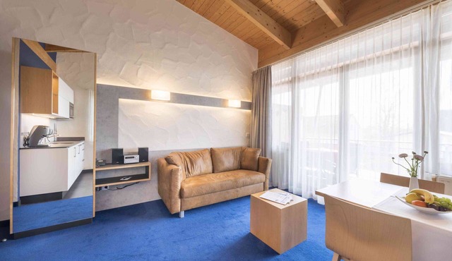 Appartement mit 45qm, Doppelbett und Schlafsofa, Badezimmer und Südbalkon