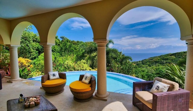 Spectacular Hilltop Rental for 6 w/Private Beach, Mountain & Sea Views.