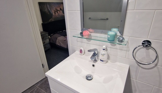 Sunlit loft, ensuite, TV, workspace, kitchen access. 7 min to the underground.